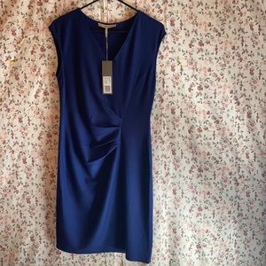 Halton heritage dark blue short sleeve v neck dress size 6 with side zipper